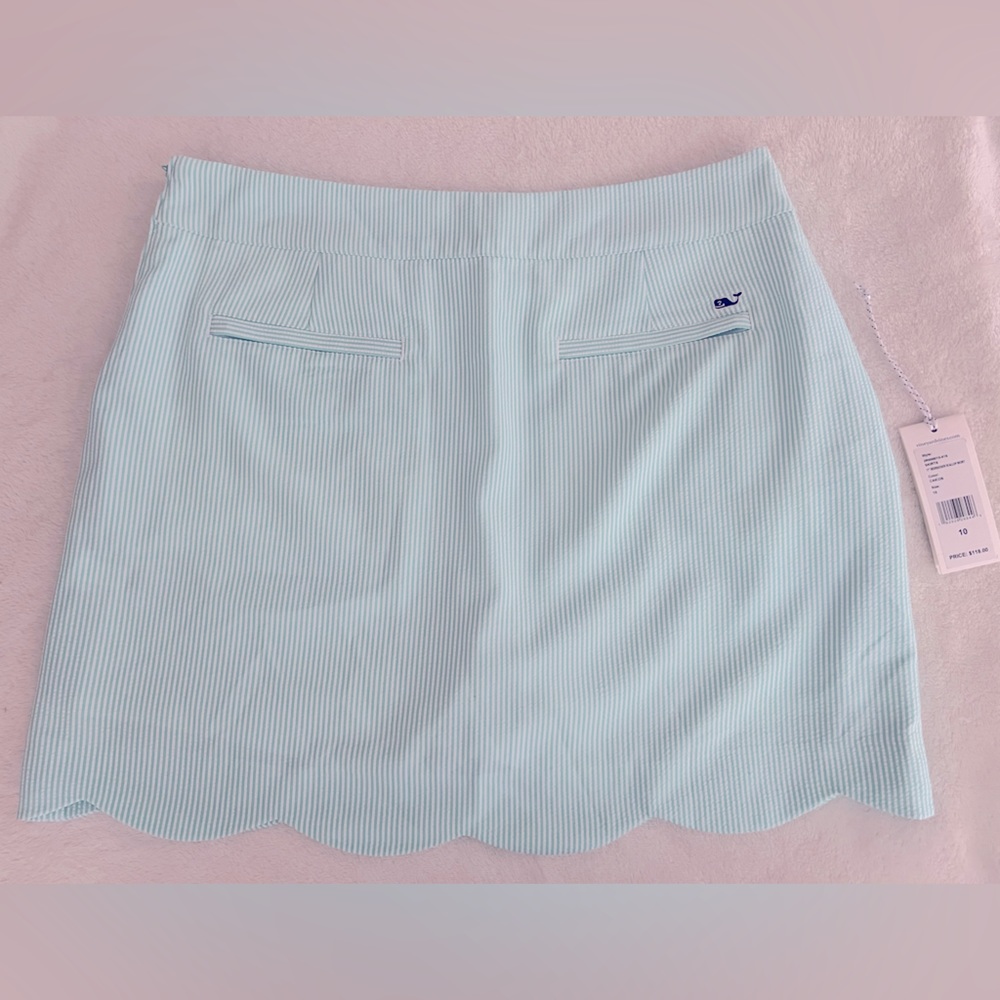 NWT NEW Vineyard Vines Performance Skirt Skort  Seersucker Scallop Sz. 10 Ca…